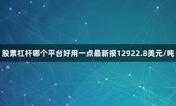 股票杠杆哪个平台好用一点最新报12922.8美元/吨